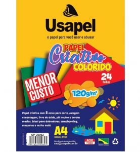 Bloco Criativo Usapel A4 210X297mm 8 Cores 120g 24 Folhas