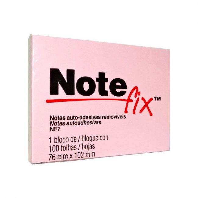 Bloco Adesivo Notefix Rosa 76mmx102mm - 100fls