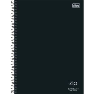 Caderno Quadriculado 1x1 Espiral Capa Dura Univ Zip Preto 80fls Tilibra