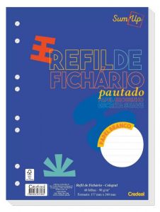 Refil Caderno Argolado - Credeal - Branco Pautado Colegial 40 Fl