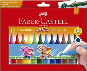 Caneta Hidrográfica 12 Cores Jumbo Triangular Faber Castell