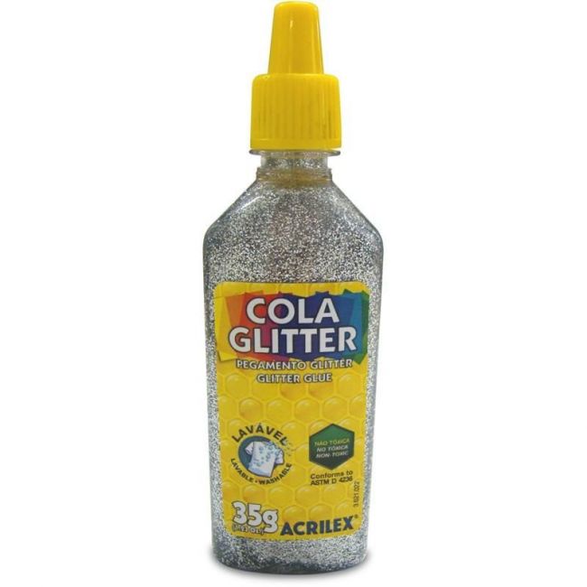 Cola Glitter Acrilex Avulsa 35g Prata