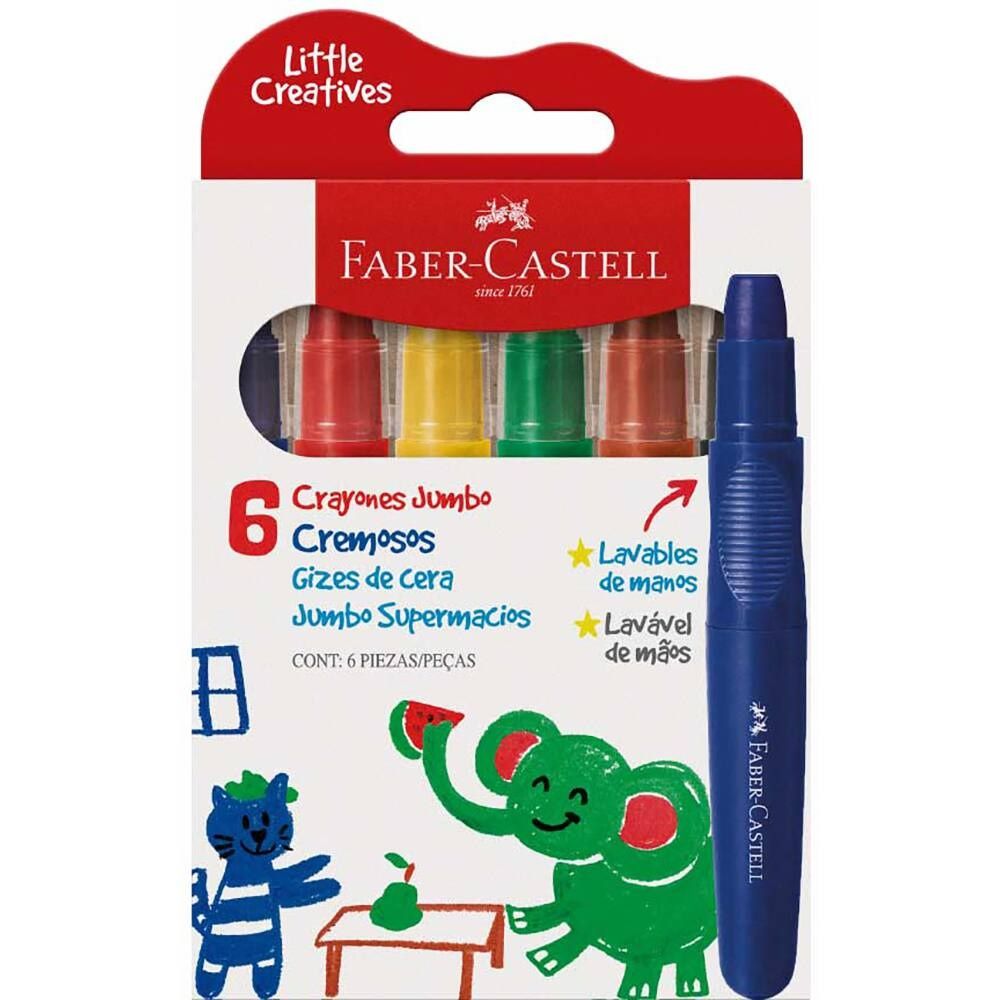 Giz de Cera Jumbo Retratil Supermacio 06 Cores Faber-Castell