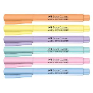 Kit com 6 Canetas Marca Texto Grifpen Tons Pastel - Faber Castell