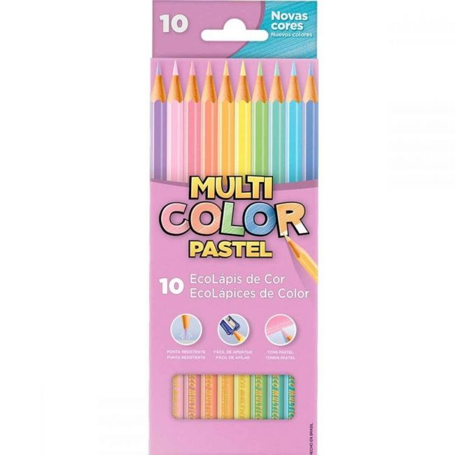 Lápis de Cor 10 Cores Sextavado Pastel Multicolor Faber-Castell