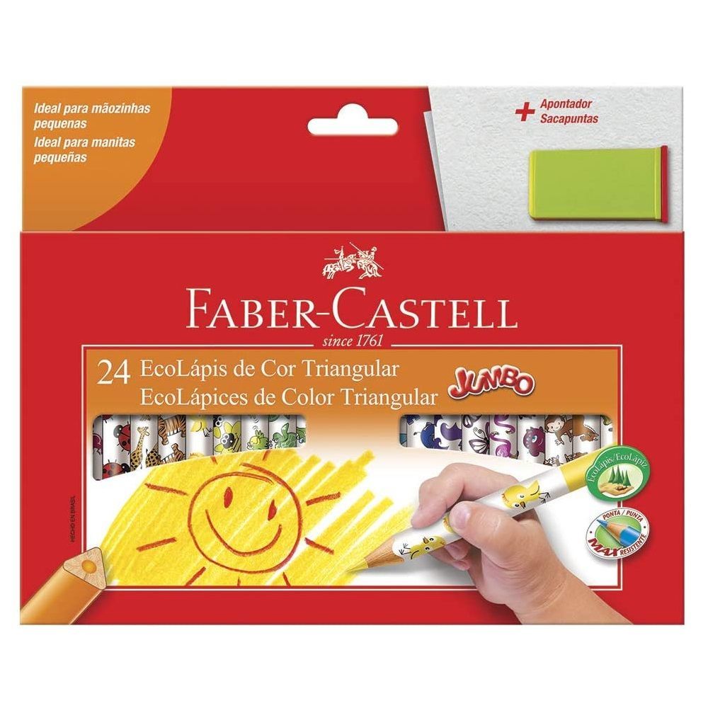 Lápis de Cor Jumbo 24 Cores Triangular Faber Castell 