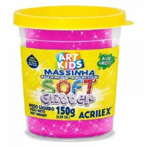 Massa de Modelar Soft Acrilex Glitter Rosa 150g