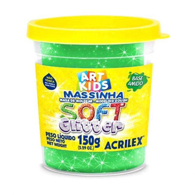 Massa de Modelar Soft Acrilex Glitter Verde 150g