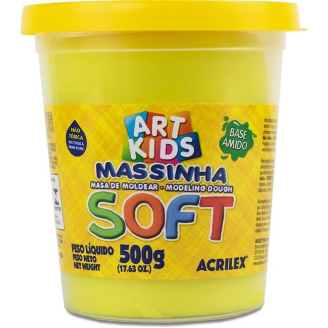 Massa de Modelar Soft Acrilex Amarelo Limao 500g