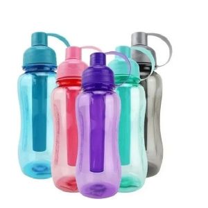 Garrafa Plástico Com Porta Gelo 600ml Transparente Clink