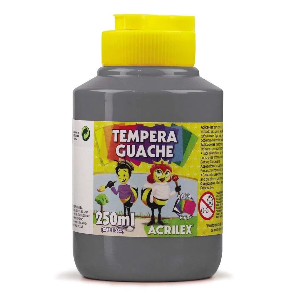 Tinta Guache Acrilex 250ml - Cinza