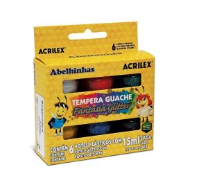 Tinta Guache Acrilex 15ml 06 Cores Fantasia Glitter 